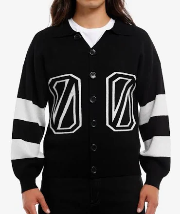 Stripe Varsity Collared Cardigan