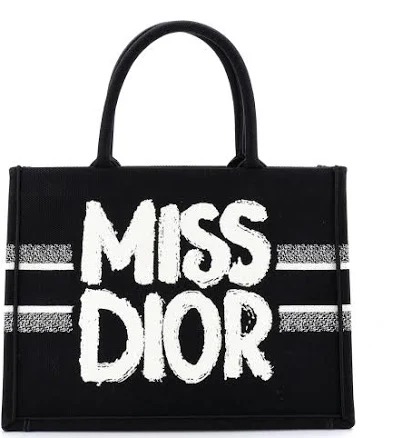 Women Dior Medium Dior Book Tote And White Miss Dior Graffiti Embroidery