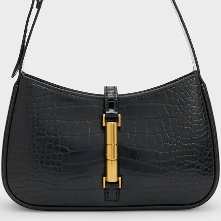 Charles & Keith Cesia Croc-Effect Metallic-Accent Shoulder Bag