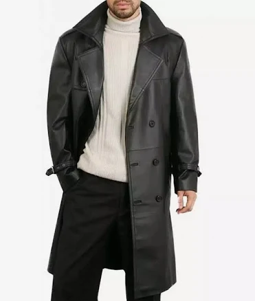 FJackets Men's Double-Breasted Lambskin Leather Coat