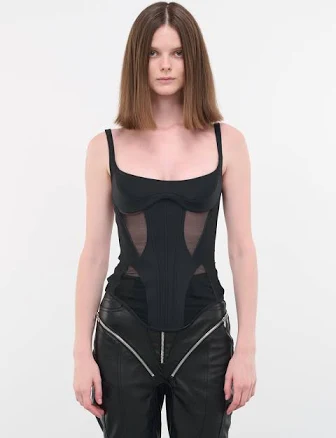 MUGLER | H.Lorenzo|Bonded Illusion Corset (1CT0101691-B1999-BLACK-BIMATER), 42 / BLACK
