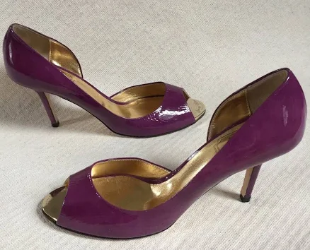 Jinny Kim Purple Magenta D'orsay Patent Heels Peektoes Sz 40