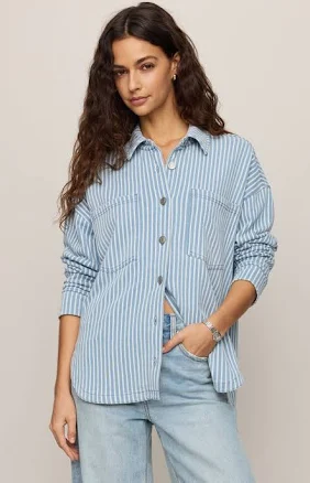 ALL DAY KNIT STRIPE JACKET SANTORINI INDIGO / MEDIUM