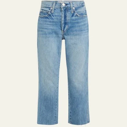 Amo Women's Loverboy High-Rise Cropped Jeans with Frayed Hem