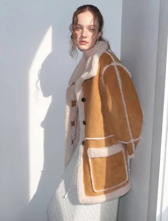 ETMON Suede Button Mustang Coat