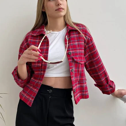 Women's Cropped Plaid Shacket