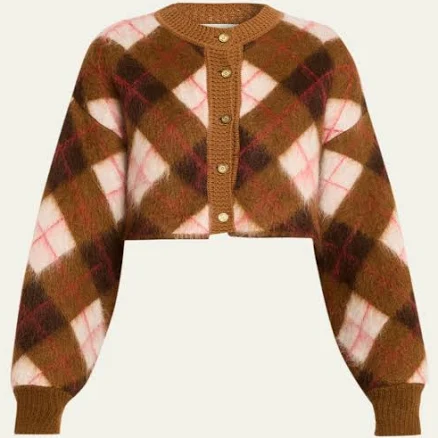 Ruadh Women's Blane Argyle Mohair Crewneck Cardigan