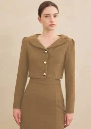 Kylie Tweed Jacket (Beige) - GRACE U