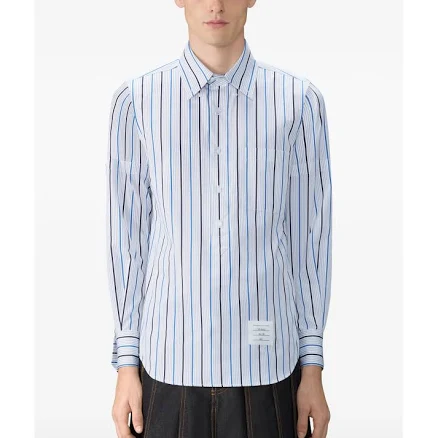 Thom Browne Men's Striped Poplin Shirt