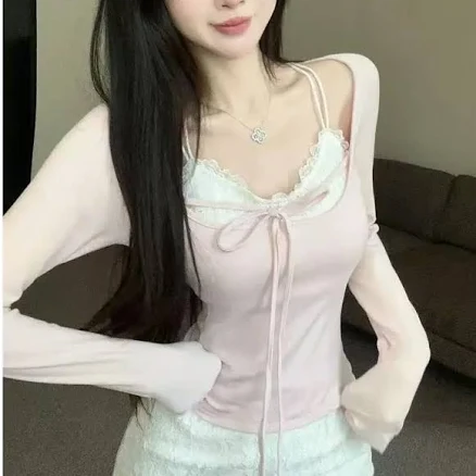 Kawaii Lace Long Sleeve Bow Bandage T-Shirt
