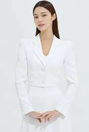Crepe Round Collar Crop Jacket
