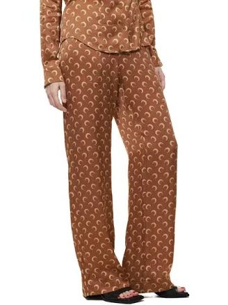 Marine Serre Women's Crescent Moon-Print Straight-leg Trousers