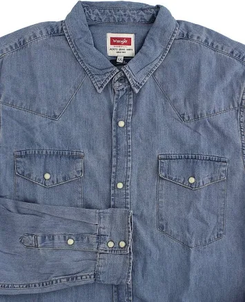 Wrangler Men's Barstow Western Shirt Snap Front Slim Fit Long Sleeve