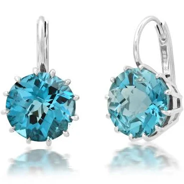 Small Round Prong London Blue Topaz Earrings