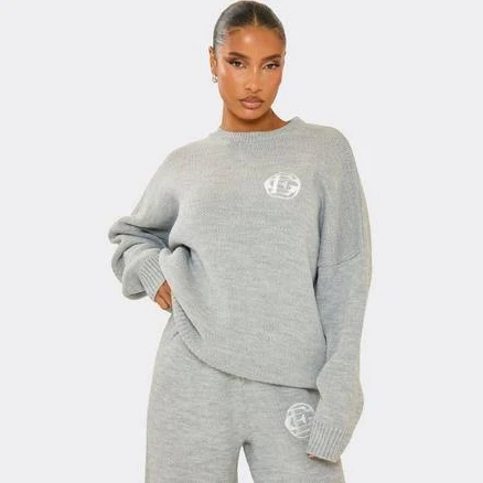 EGO Women's Oversized Embroidered Knit Jumper