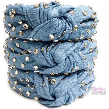 Rhinestone Denim Topknot Headband