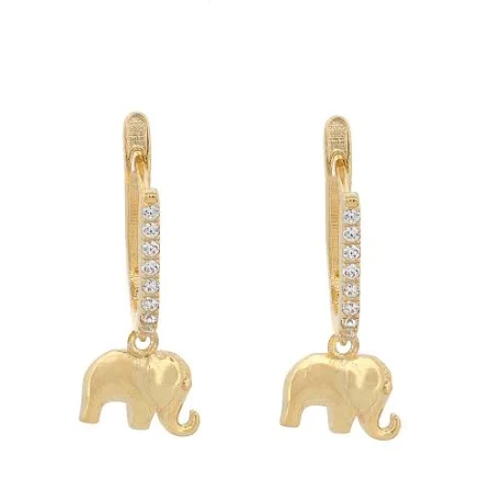Ebru Jewelry Dainty Gold Lucky Elephant Earrings