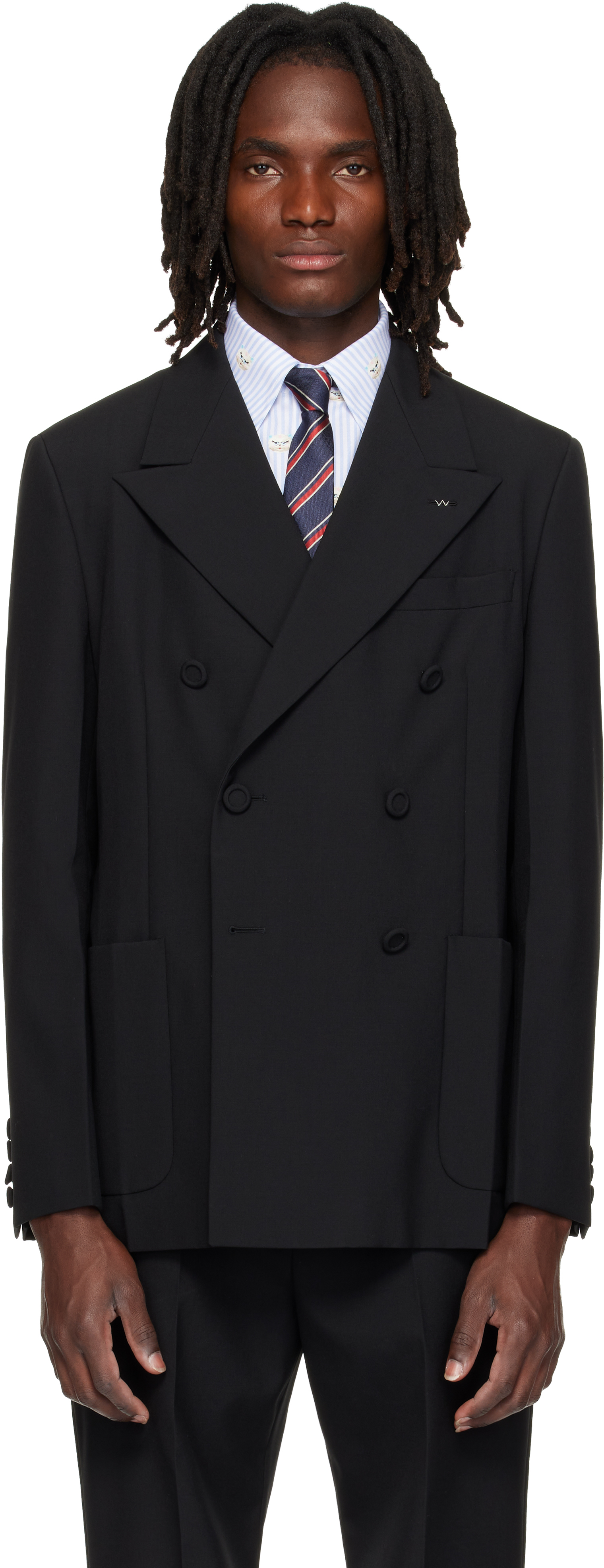 Black Double-Breasted Wool Blazer