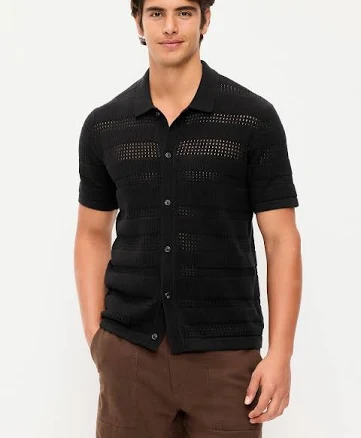 Old Navy Men's Open-Knit Sweater Shirt