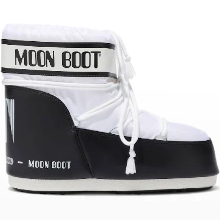 Moon Boot Classic Bicolor Lace-Up Short Snow Boots, White, Women's, (8-9.5 W), Boots Winter Boots