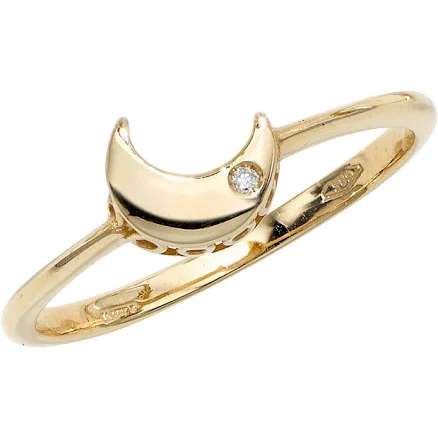 14k Gold Diamond Moon Ring