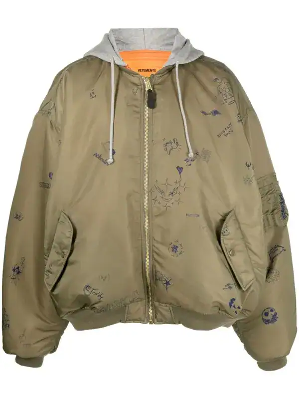 Doodle-print Bomber Jacket