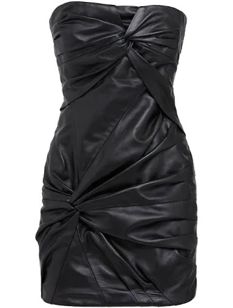 THE ATTICO | Leather strapless mini dress | WOMEN | Black | 42 | Lamb |
