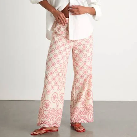 Lulus Boho Print Eyelet Embroidered Drawstring Pants