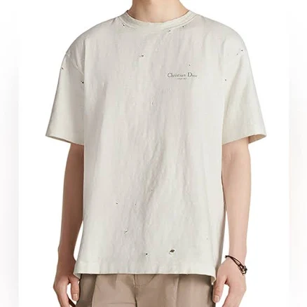 DIOR Men's Relaxed Fit Distressed-Effect Cotton Jersey T-Shirt