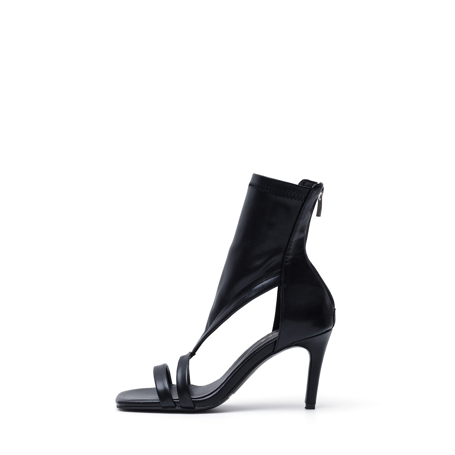 Side Cut-Out Open Toe Heel(Black)