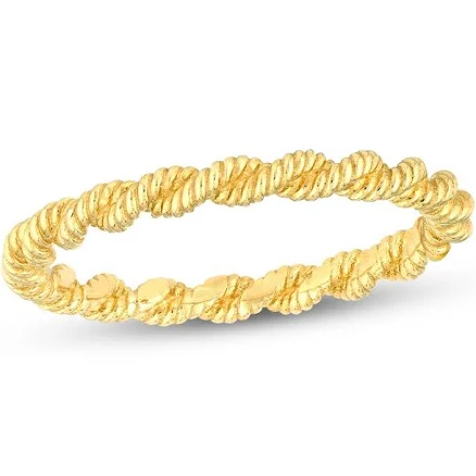 14K Yellow Gold Twist Rope Endless Ring