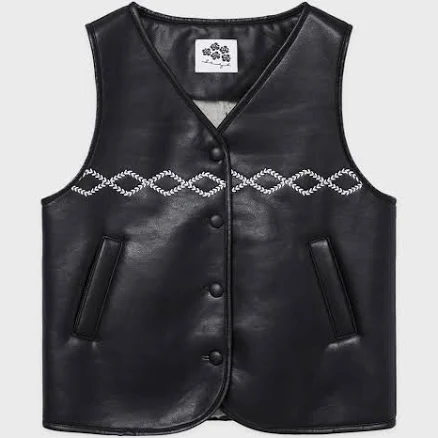 [SINOON] SN Shearling Leather Vest (Black)