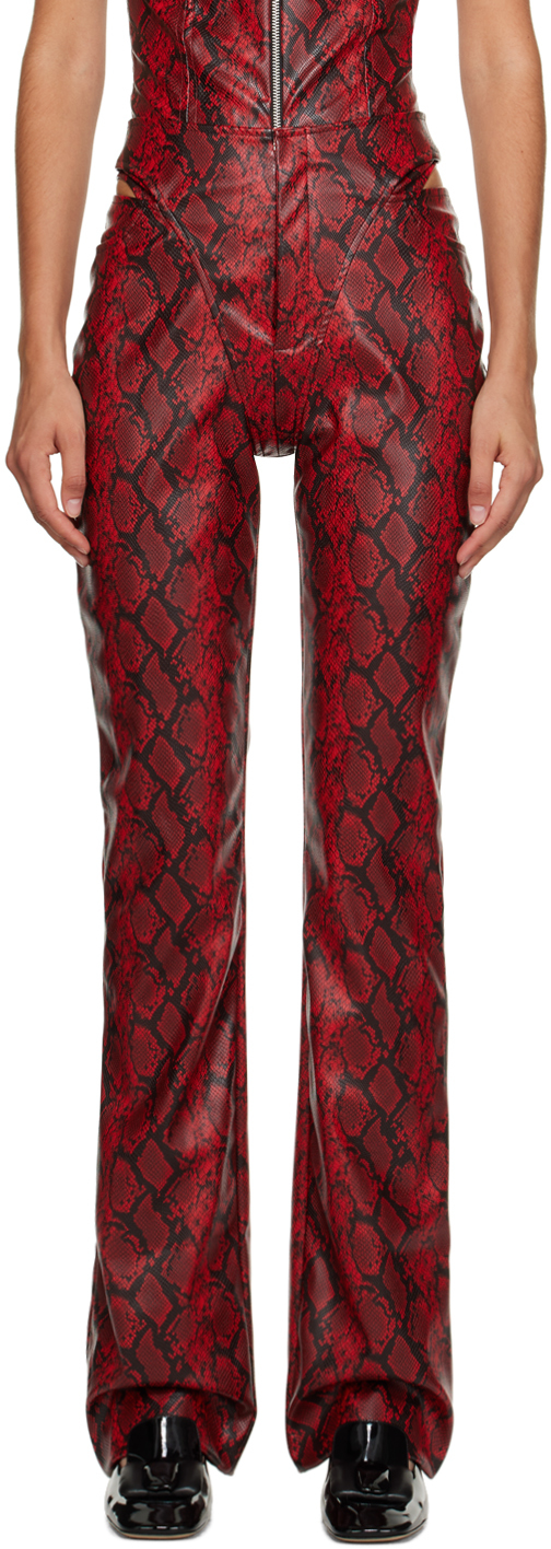 Multicolour Cutout Faux-Leather Trousers
