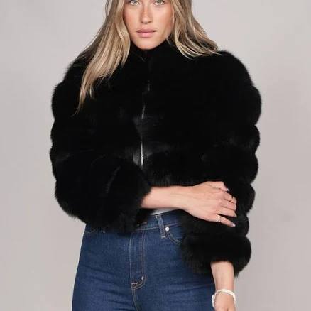 Stephanie Cropped Fox Fur Jacket