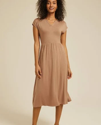 maurices Women's 24/7 Notch Neck Cap Sleeve Midi Dress