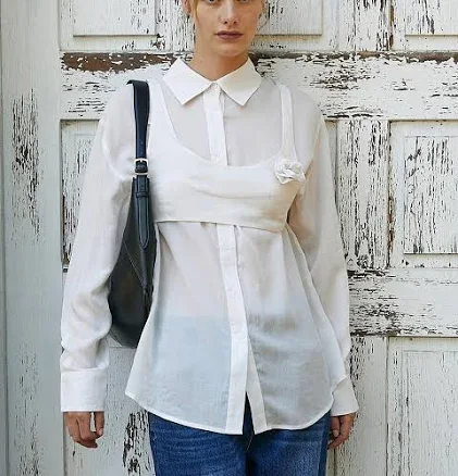 FOLNUA BUSTIER LAYERED BLOUSE [IVORY] by W Concept
