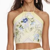 Self Portrait Floral Linen Top
