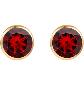 18K Yellow Gold Garnet Bezel Set