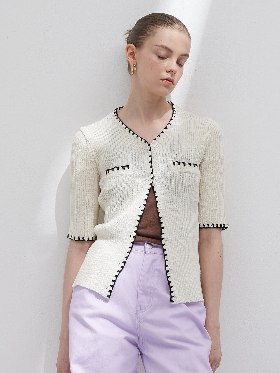 Linen Embroidery Cardigan - Iy