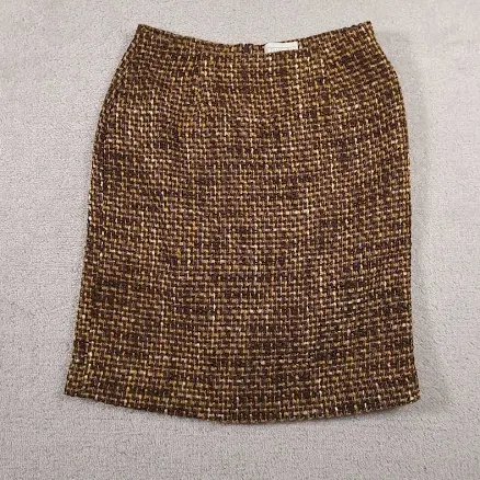 Vintage Studio C Wool Blend Tweed Pencil Skirt Women's 10 Brown Lined