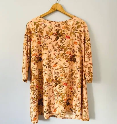 Odette Florence Size Small Floral Mini Dress 3/4 Sleeve