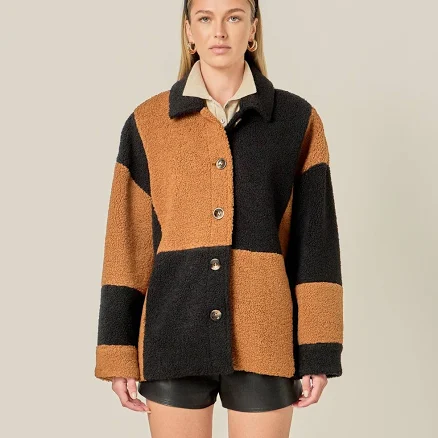 English Factory Women's Oversize Check Teddy Jacket