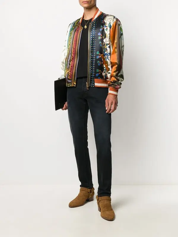 Patchwork Print Bomber Jacket