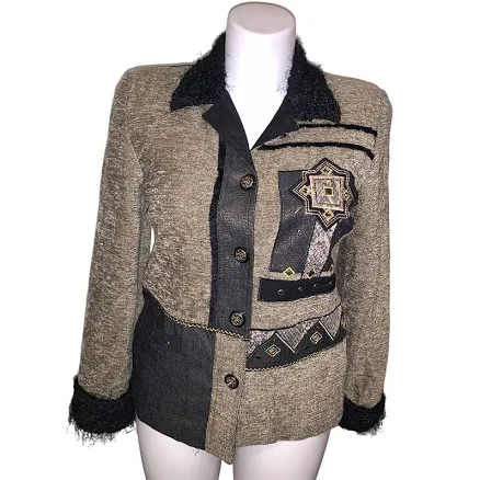 Nancy Bolen City Girl Y2k Business Casual Patchwork Frill Hem Jacket