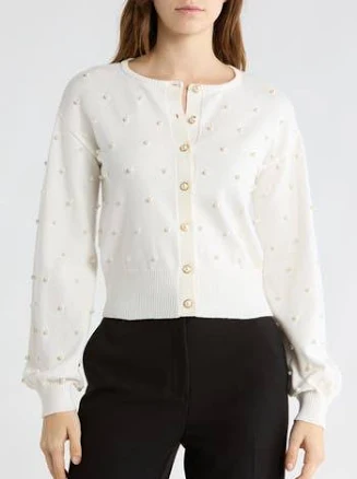 Love By Design Women's Valerie Faux Pearl Cardigan