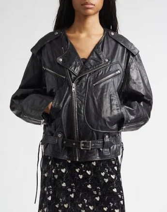 R13 Women's Belted Leather Moto Jacket