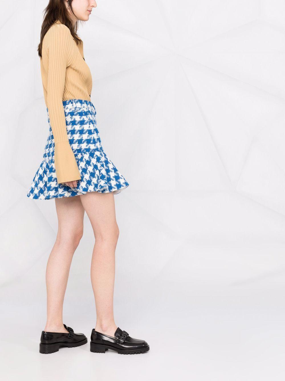Houndstooth-print Flared Skirt