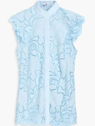 Erdem Ruffled broderie anglaise poplin blouse - Women - Light blue Tops - UK 10