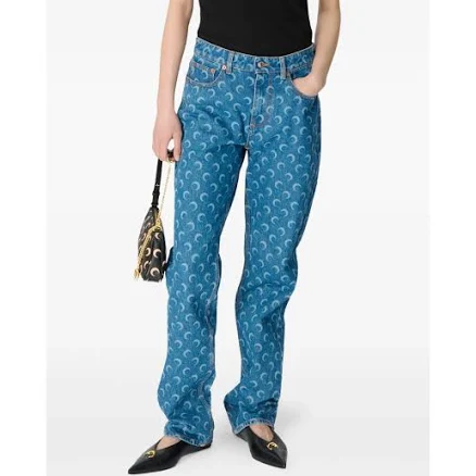 Marine Serre Men's Crescent Moon Print Jeans