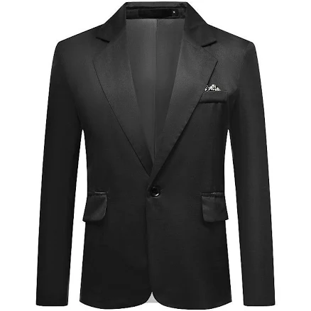 Men's Slim-Fit Single-Button Blazer - Casual Business Sport Coat for Everyday Versatility, Size: Medium, Black